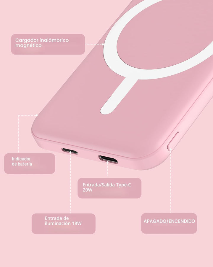 podoru - Banco de energía Magsafe, 5000 mAh, magnético, con cable t...