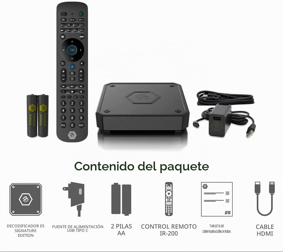 BuzzTV E5 SE, dispositivo multimedia 4K Signature Edition con 4 GB de RAM, 64 GB de almacenamiento, control remoto IR-200, WiFi de doble banda, Android 11
