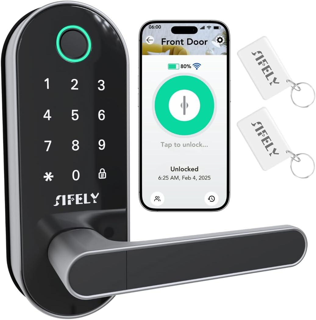 Cerradura de puerta inteligente con huella digital WiFi integrada c...