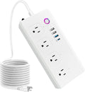 Lámpara UseeLink Tira de alimentación de enchufe inteligente, protector de sobretensiones WiFi compatible con Alexa Google Home, enchufes inteligentes con 4 puertos de carga USB 4