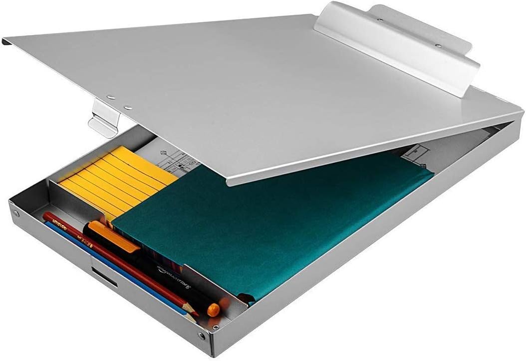 ZCZN Portapapeles de almacenamiento de aluminio reciclado, caja de portapapeles, soporte para formulario, adecuado para escuela, oficina, sitio de trabajo o personal médico, 9.25 x 13.78 pulgadas