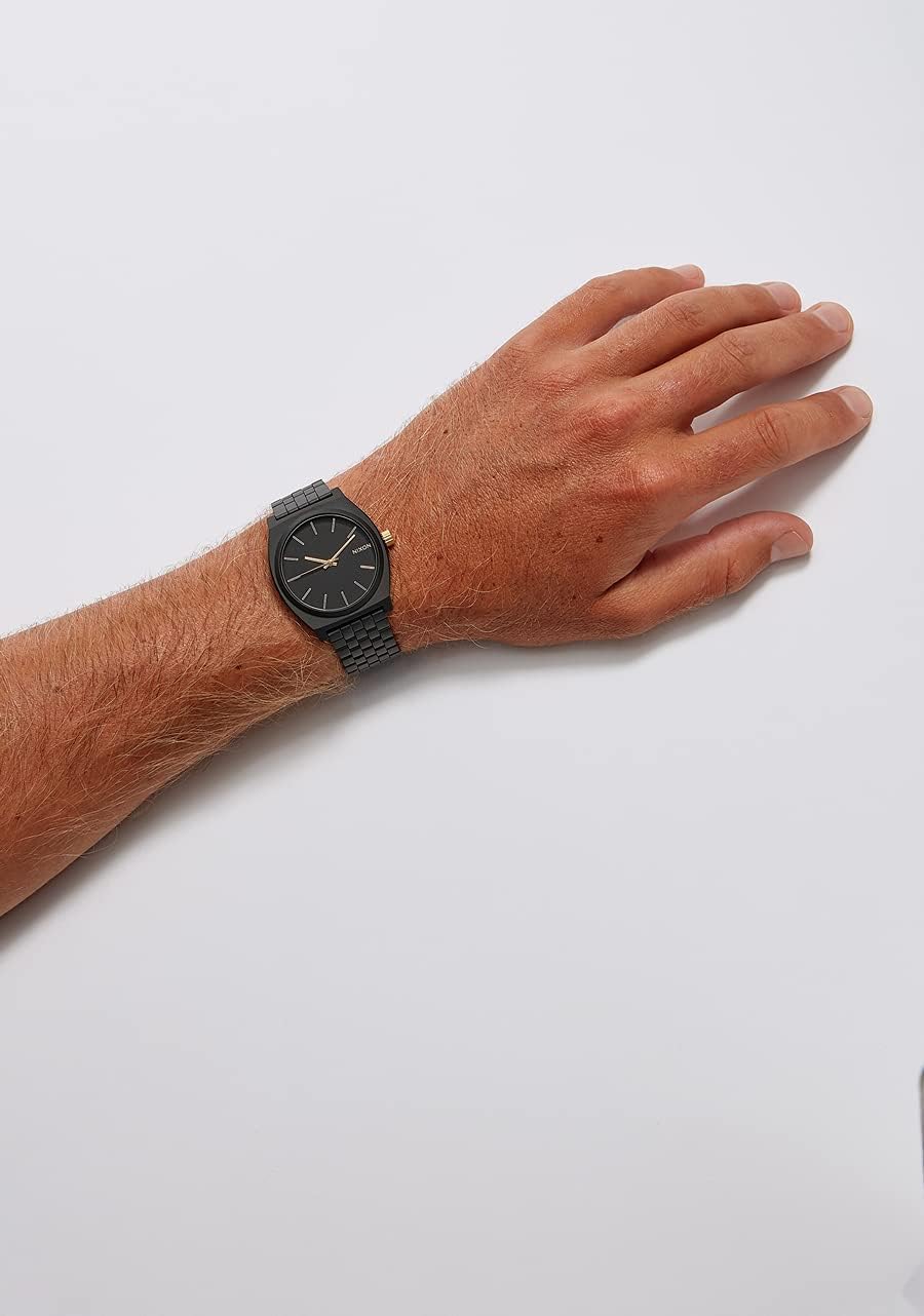 NIXON Time Teller A045 - Reloj analógico de moda para hombre resistente al agua de 100 m (carátula de reloj de 37 mm, correa de acero inoxidable de 19.5 mm-18 mm)