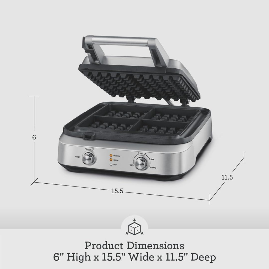 Breville BWM604BSS Smart Waffle Maker, 4 Slice, Acero Inoxidable Cepillado