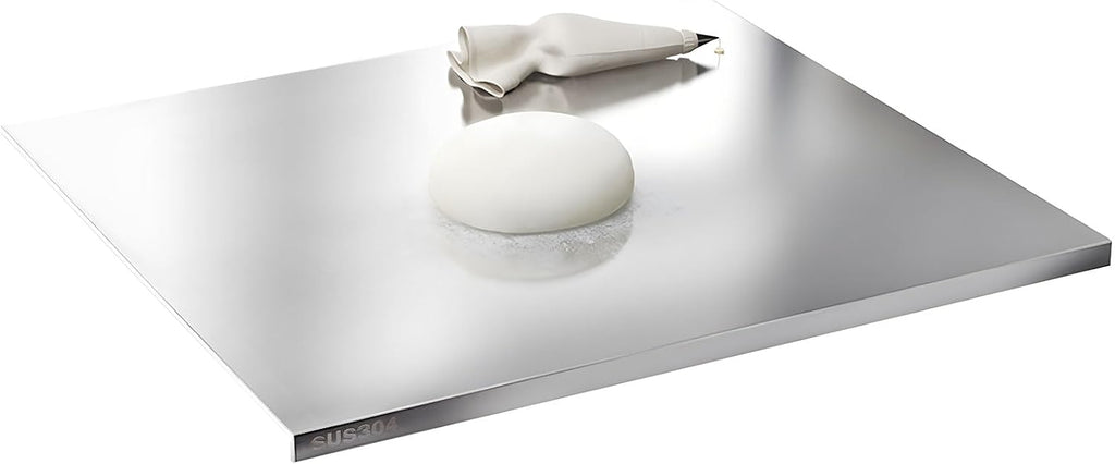 Tablas de cortar de acero inoxidable para cocina, tablas de cortar de acero inoxidable 304 con borde y almohadilla antideslizante de silicona para cortar carnes y frutas en la encimera, fáciles de