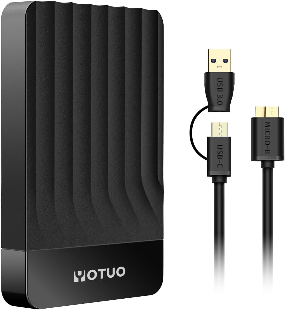 YOTUO - Disco duro externo de 500 GB, disco duro de expansión de almacenamiento portátil, USB 3.0 y USB-C para PC, Mac, computadora de escritorio, laptop, smartphone, PS4, Xbox One, Xbox 360, oficina y juegos, negro