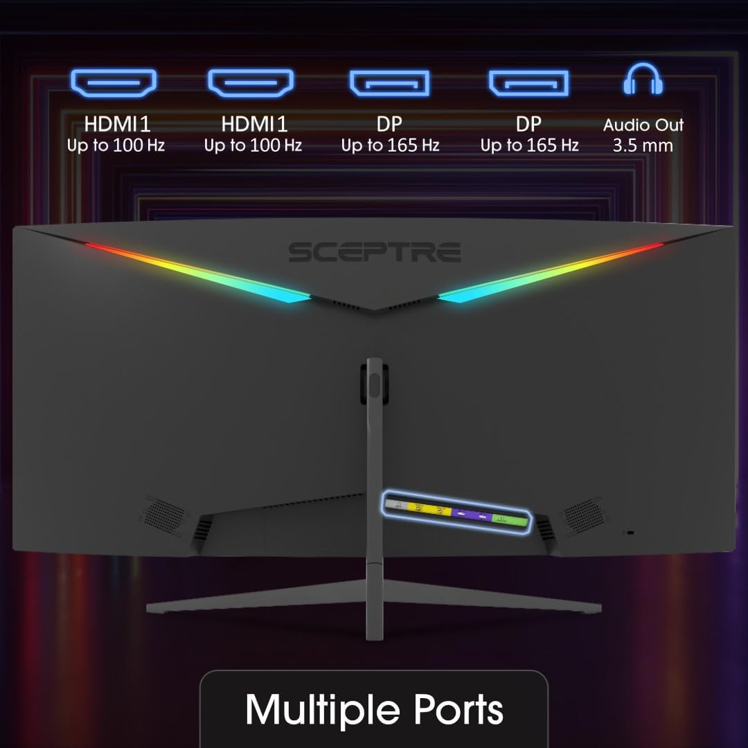 Sceptre - Monitor curvo ultra ancho de 34 pulgadas WQHD 3440 x 1440...