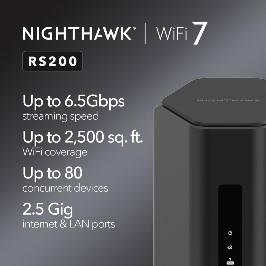 NETGEAR Nighthawk Enrutador WiFi 7 de doble banda (RS200) \u2013 Ca...