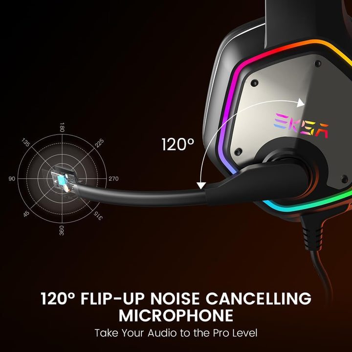 EKSA E1000 USB Gaming Headset for PC, Computer Headphones with Micr...