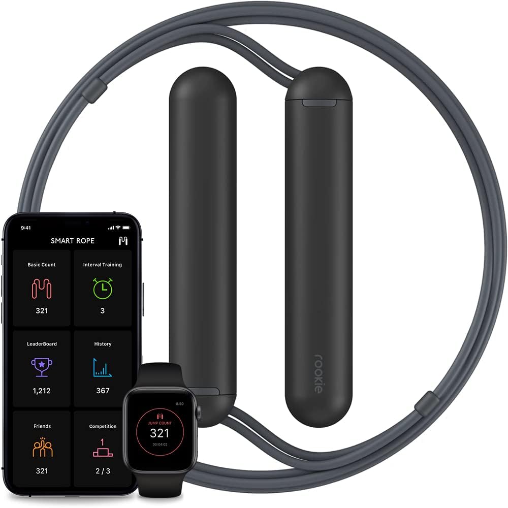 Smart Rope Rookie - Cuerda de saltar conectada a la aplicación para fitness y entrenamientos, longitud ajustable, habilitada para Bluetooth, seguimiento de calorías y saltos
