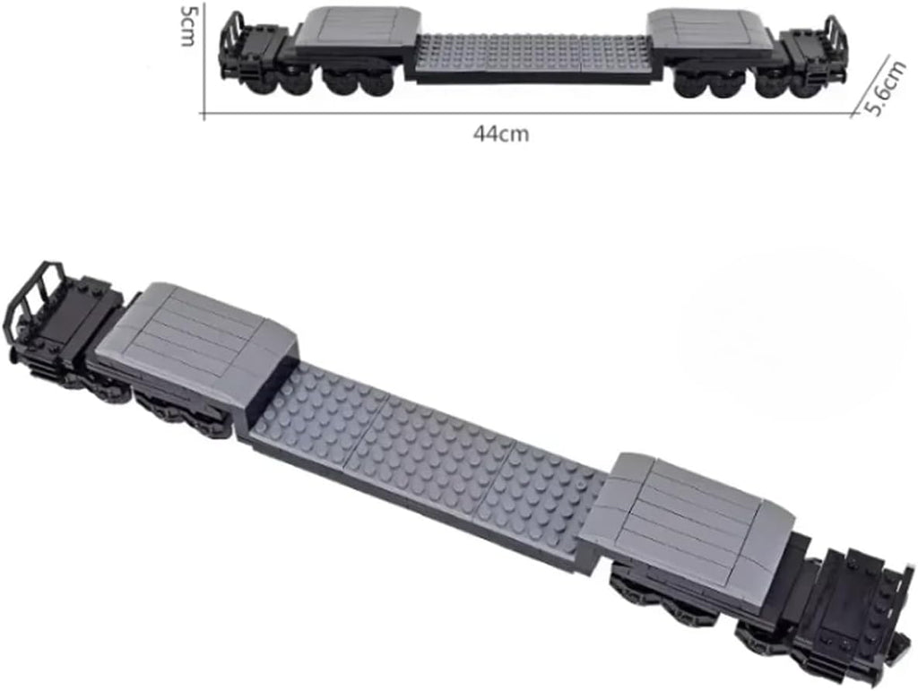 MOC City Creative Building Set – Ruedas de base de tren, camión de plataforma baja y vías de ferrocarril Kit de bricolaje (compatible con piezas técnicas 92339, 92088, 4025) (1PCS camión de