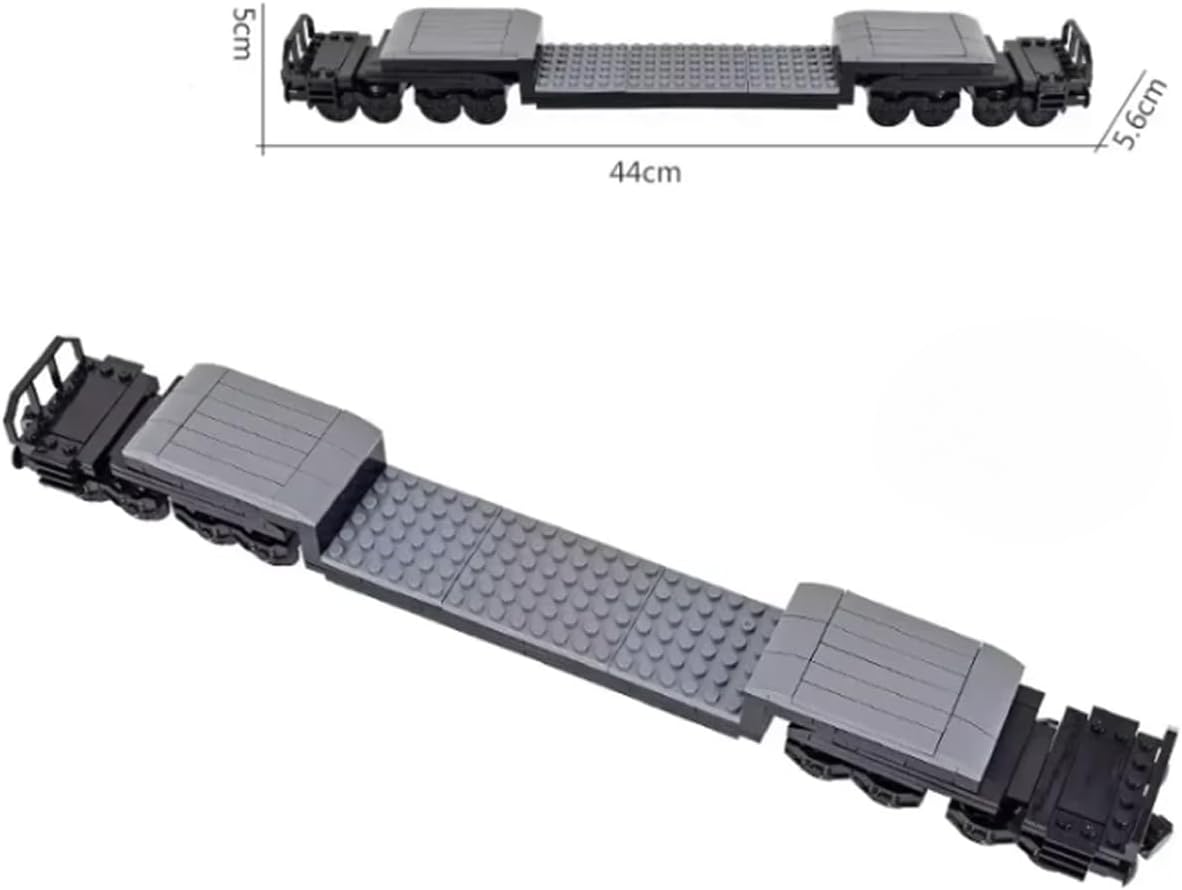 MOC City Creative Building Set – Ruedas de base de tren, camión de plataforma baja y vías de ferrocarril Kit de bricolaje (compatible con piezas técnicas 92339, 92088, 4025) (1PCS camión de
