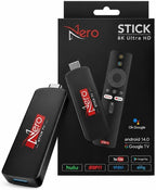 Dispositivo de transmisión Nero Stick TV 4K/8K HDR, alimentado por Android 14 y Google TV, Bluetooth 5.4, HDMI y USB, compatible con Wi-Fi 6E, TV gratuita y en vivo sin cable ni satélite