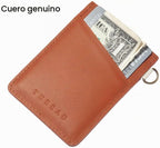 Thread Wallets Cartera de cuero minimalista ultra delgada con tarjetero (línea fina)