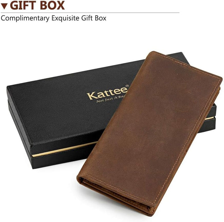 Kattee cartera plegadiza clásica de cuero para hombre