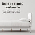 Nectar Base de cama y cabecera de bambú para niños, tamaño individual, color blanco, 12 pulgadas de altura, fácil de instalar sin herramientas, duradera y apta para niños, listones de madera