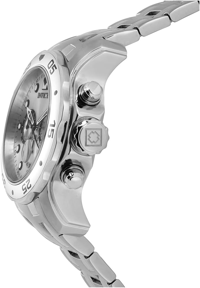 Invicta Pro Diver - Reloj cronógrafo de cuarzo con correa de acero inoxidable, color plateado, modelo 26 0073