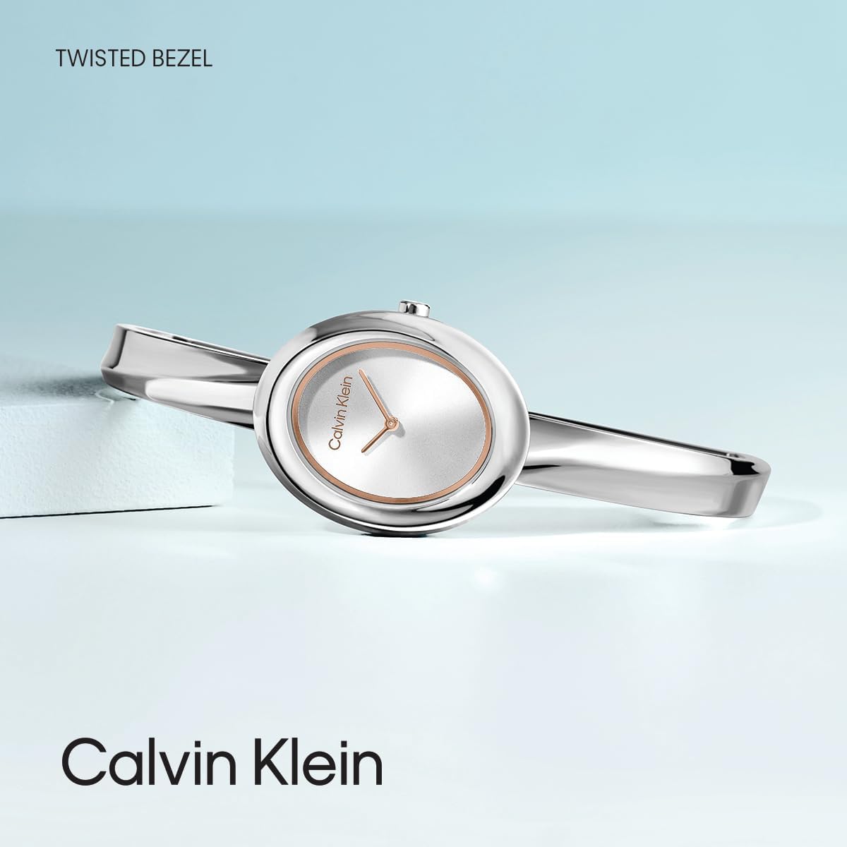 Calvin Klein Reloj de mujer con bisel retorcido - 24mm 2H de cuarzo - Brazalete ajustable de acero inoxidable - Resistente al agua hasta 30 metros – Moda premium para todas las ocasiones - Regalo para