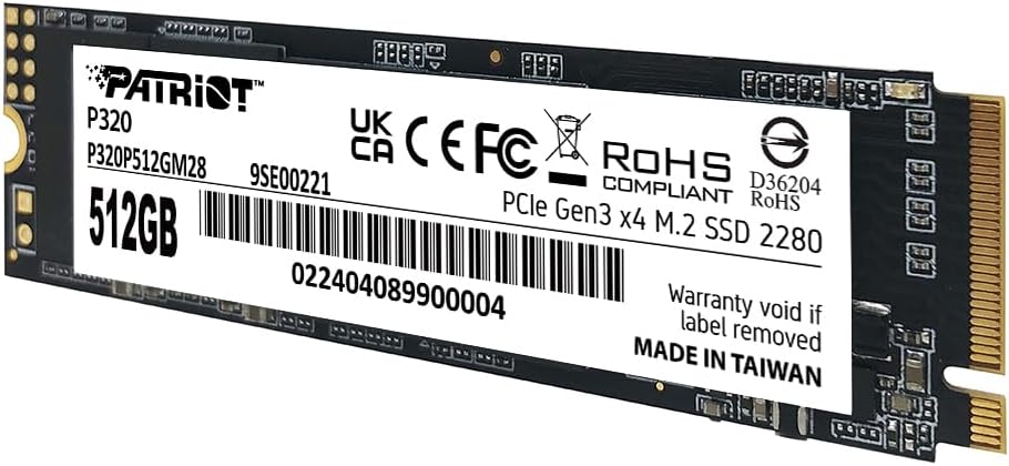 Patriot Memory P320 SSD interno de 512 GB - NVMe PCIe Gen 3x4 - M.2...