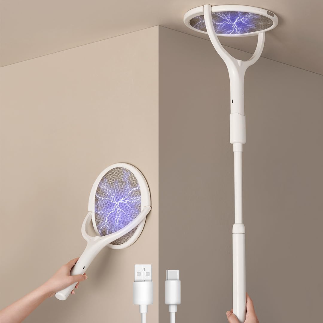 GeckoMan Zapper de Moscas Eléctrico, Raqueta Zapper de Insectos Eléctrica