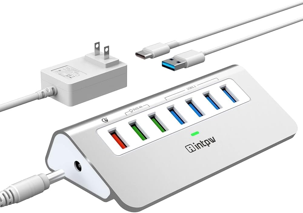intpw, YH4S, hub USB 3.2 de 7 puertos, alimentado