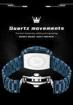 OLEVS Reloj para Hombres Analógico Cuarzo Lujo Diamante Resistente al Agua Cronógrafo Acero Inoxidable Carita Grande Cuadrado Fecha Fase Lunar Romano Relojes de Vestir para Hombres