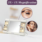 JERDON Espejo de maquillaje iluminado con aumento 3X - Blanco - J1010