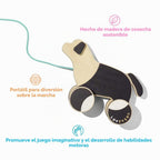 LOVEVERY |The Pull Pup | Juguete de madera para empujar y jalar, madera negro/blanco/natural, juguete sostenible para niños pequeños, a partir de 18 meses
