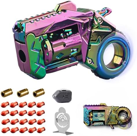 Juguetes sensoriales de metal para adultos con pistola: anillo para la ansiedad para hombres, alivio del estrés, alivio del estrés, alivio del estrés, para concentración de dedos, oficina, estudio, vi
