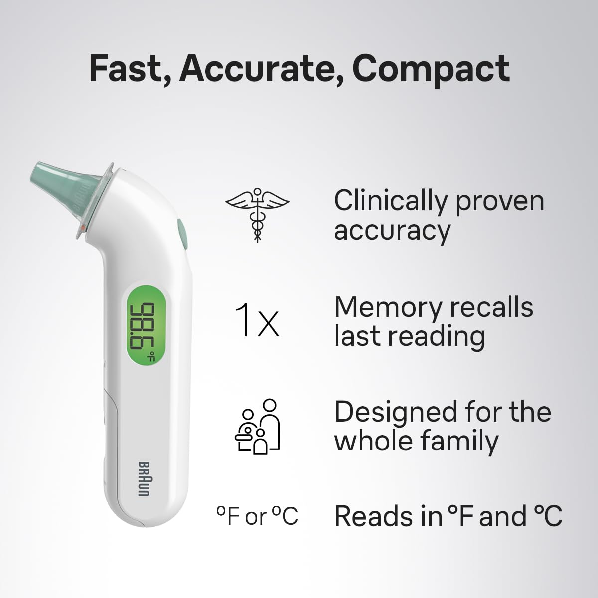 Braun Termómetro digital ThermoScan 4 para niños y adultos