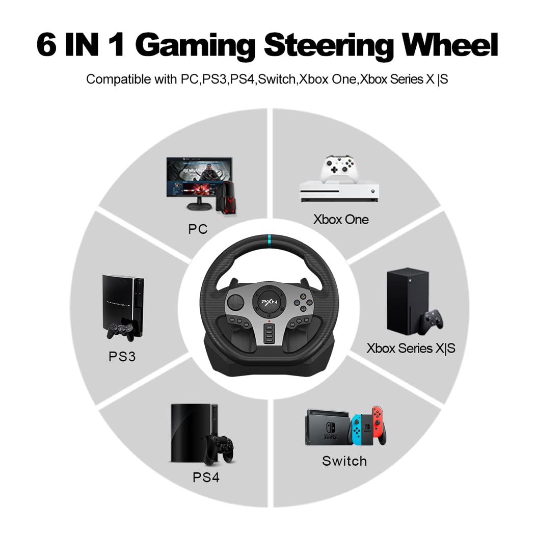 PXN Gaming Racing Wheel V9 Steering Wheel 270/900° Car