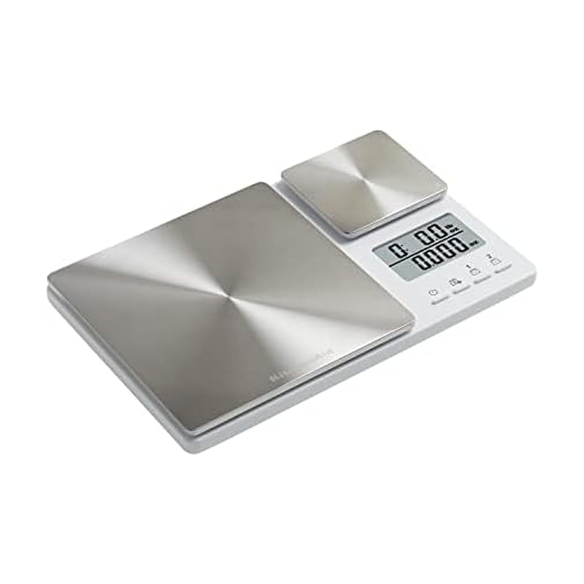 KitchenAid KQ909 Plataforma Dual Digital de Cocina y Balanza de Alimentos, Capacidad de 11 libras y Precisión de 16 oz, Blanca con Acero Inoxidable