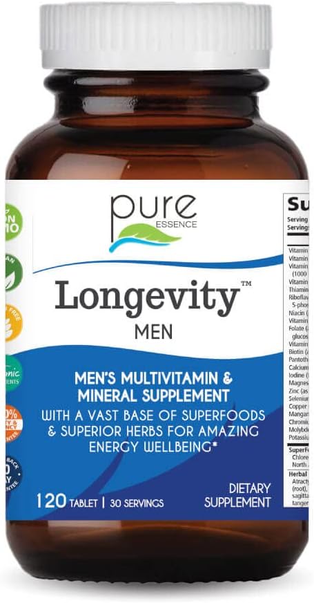 PURE ESSENCE LABS Longevity Multivitamínico para hombres mayores de...
