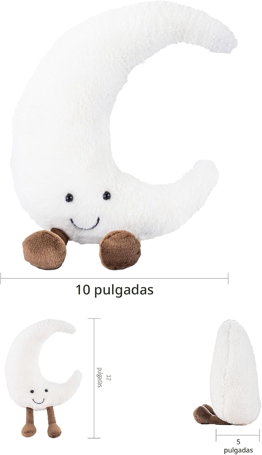 Almohada de sol y luna de felpa, sonriente y divertida, almohada de...