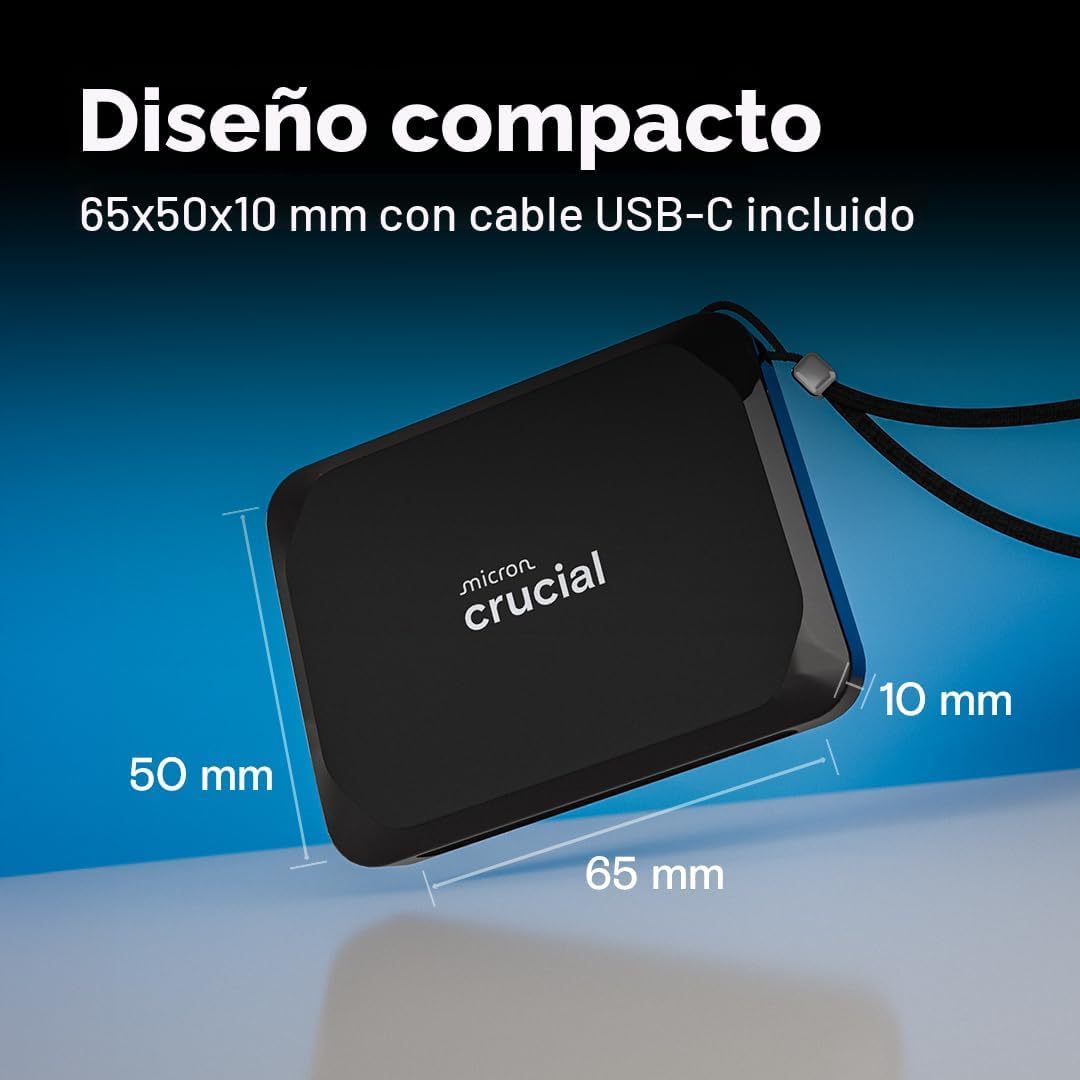 Crucial X9 SSD portátil de 4 TB, hasta 1050 MB\/s, USB 3.2 USB-C, u...