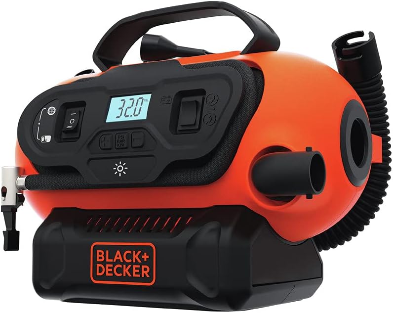 BLACK+DECKER Inflador de neumáticos, compresor de aire portátil, bo...