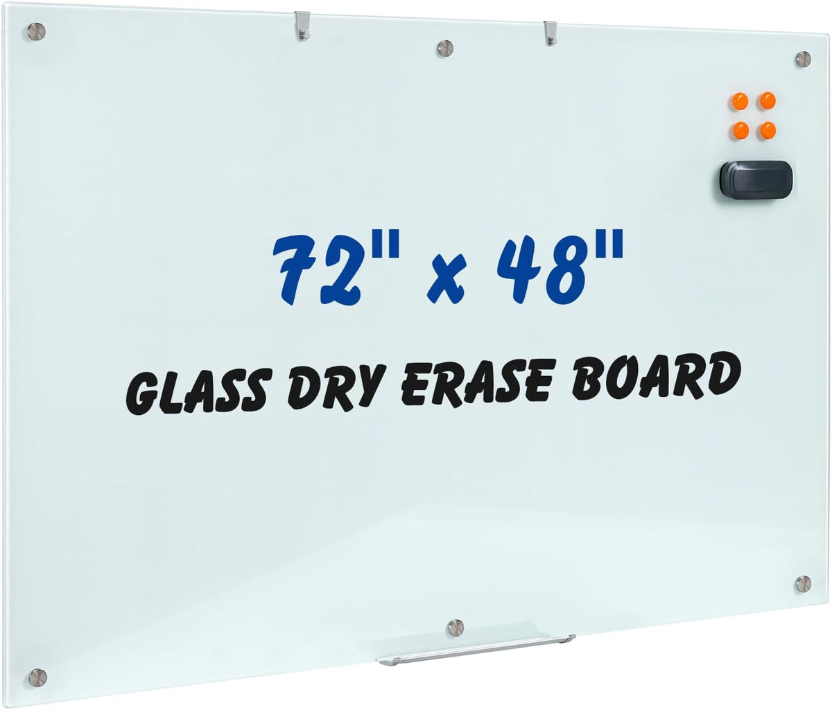 Pizarra magnética de cristal grande de borrado en seco, 72 x 48 pulgadas