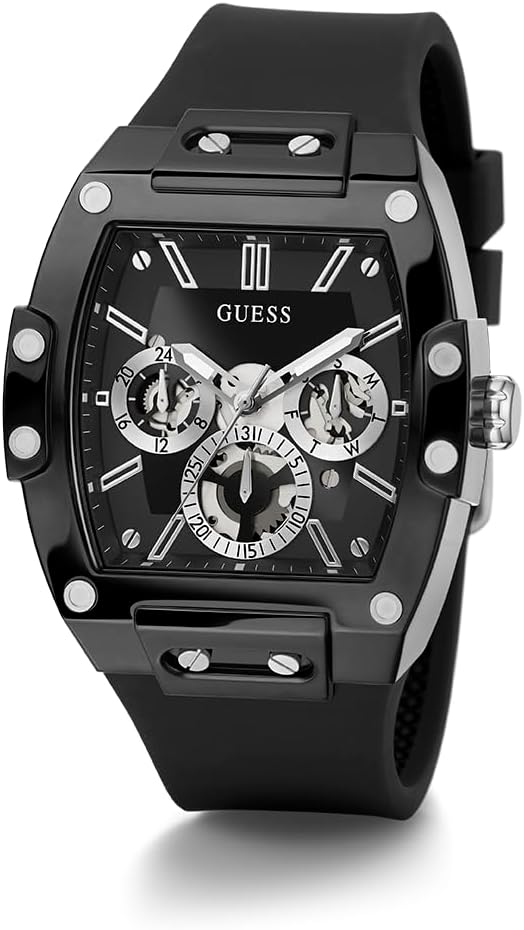 GUESS Serie GW0G para hombre | Reloj de tendencia analógica | Caja de policarbonato | Pulsera de silicona | Resistencia al agua 50M