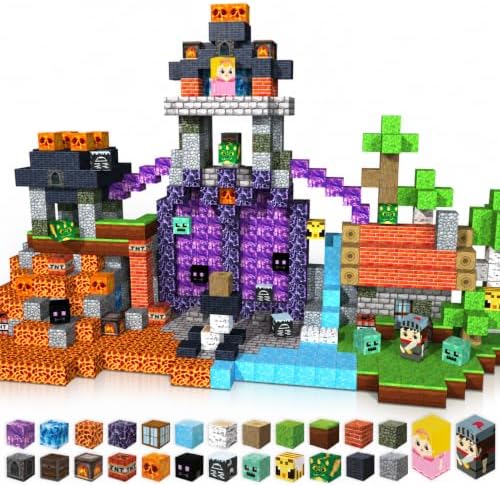 200 bloques magnéticos con bloques de luz, bloques de construcción magnéticos, juguetes de cubo de construcción magnéticos, juguetes de aprendizaje sensorial STEM, regalos de cumpleaños de Pascua, Nav