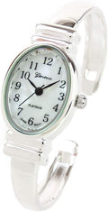 Reloj de pulsera de plata de tamaño pequeño con banda de metal ovalado para mujer de Ginebra