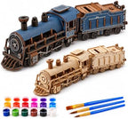 Rompecabezas de tren de vapor de madera 3D pintable para adultos