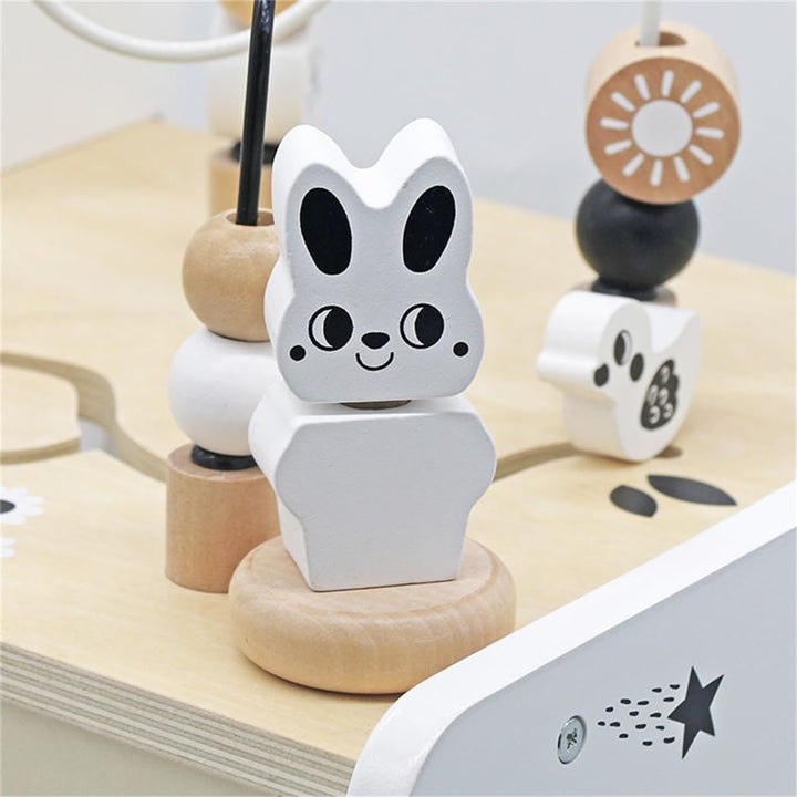 Andador de madera para bebés cubos de actividad Montessori