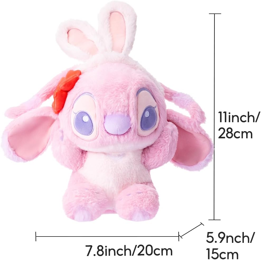 MINISO Disney Angel Stitch Peluche, 10" Animal de Peluche Rosa para Niños Bebés