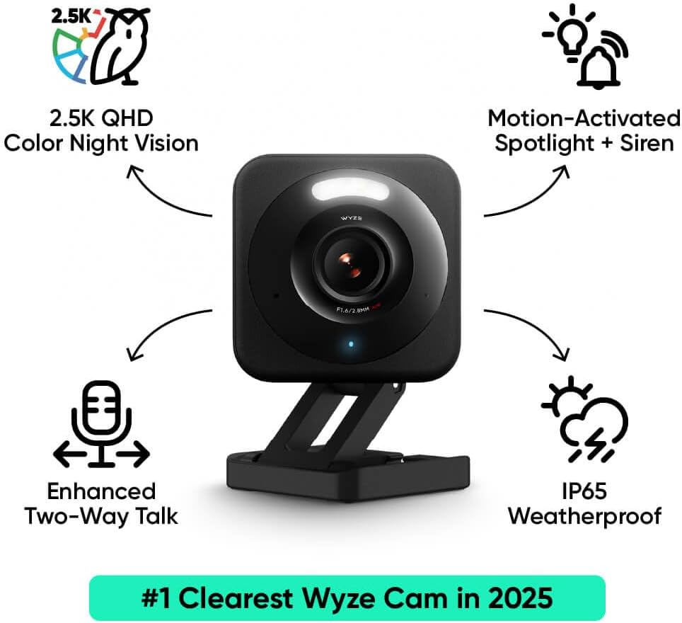 WYZE Cam v4 (Modelo más reciente), Cámara de Seguridad AI de 2.5K,...