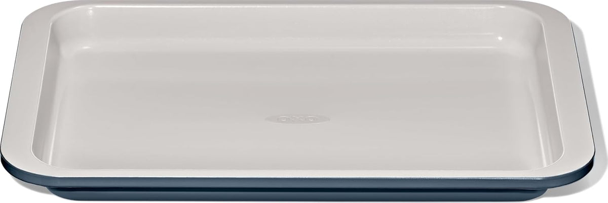 OXO Good Grips Bandeja para Hornear de Metal con Revestimiento Cerámico Antiadherente Pro Cuarto de Hoja – Azul Tormenta