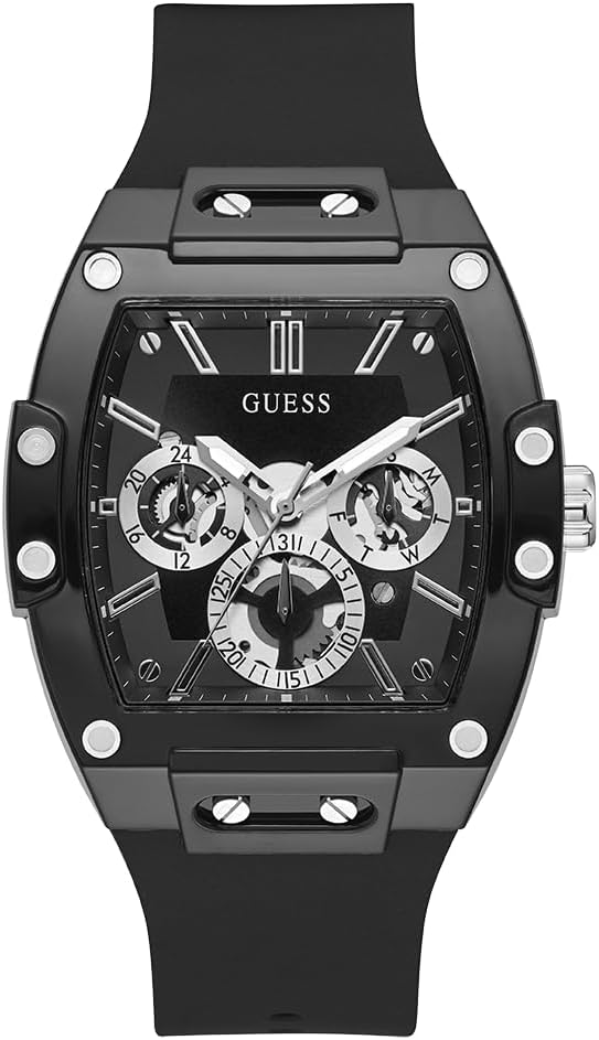 GUESS Serie GW0G para hombre | Reloj de tendencia analógica | Caja de policarbonato | Pulsera de silicona | Resistencia al agua 50M