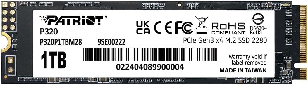 Patriot Memory P320 SSD interno de 1 TB - NVMe PCIe Gen 3x4 - M.2 2...