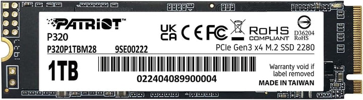 Patriot Memory P320 SSD interno de 1 TB - NVMe PCIe Gen 3x4 - M.2 2...