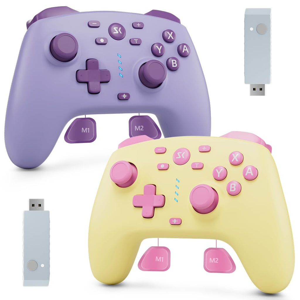 Controlador de conmutación inalámbrico para Switch/Switch 2/OLED/Lite/PC (Morado+Amarillo)