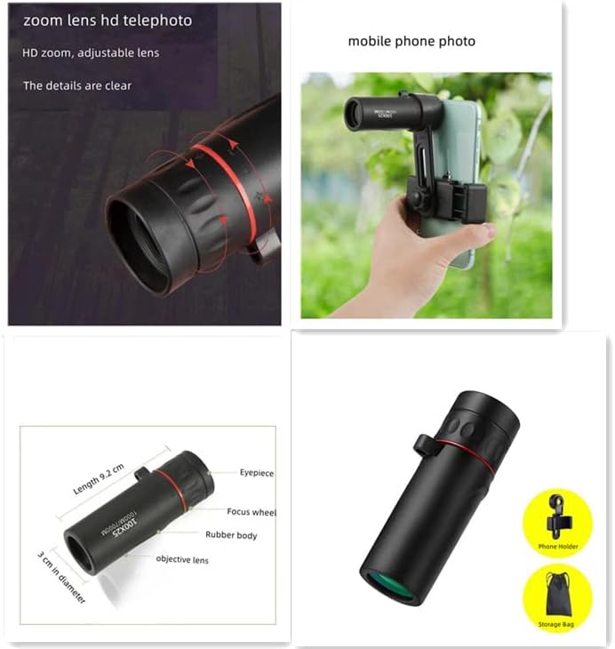 Telescopio óptico monocular de 2000 x 24 para adultos con