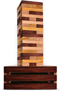 Swooc Games - Juego de torre gigante recuperada (resistente a la intemperie) 60 bloques + caja de almacenamiento/mesa de juego para exteriores | Se apila hasta 5 pies | Juegos gigantes al aire libre